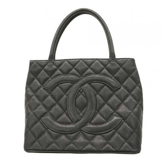 Chanel Tote Bag Revival Tote Caviar Skin Black Gold Hardware Women's