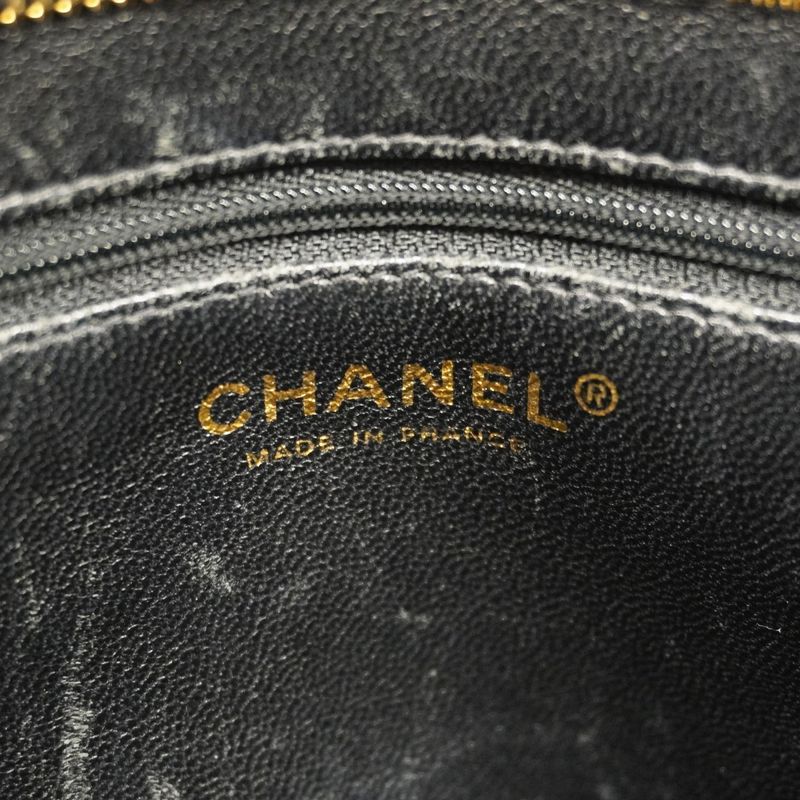 Chanel Tote Bag Revival Tote Caviar Skin Black Gold Hardware Women's