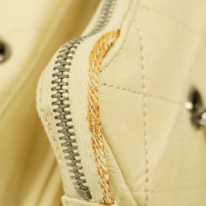 Chanel Shoulder Bag Matelasse Lambskin White Silver Hardware Women