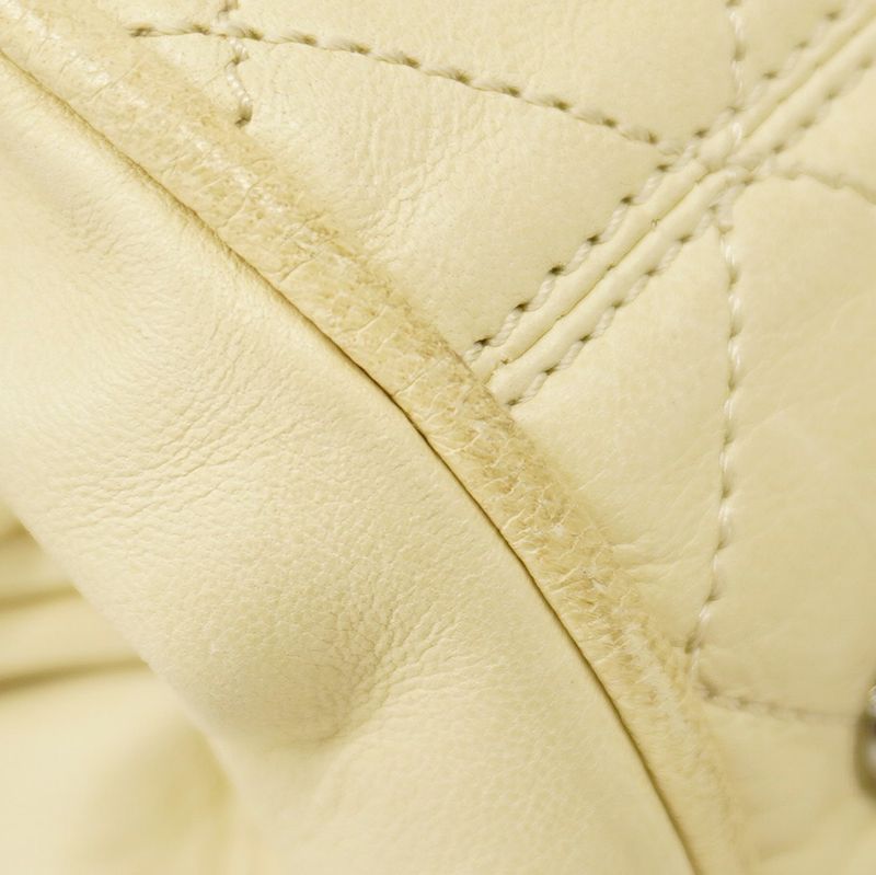 Chanel Shoulder Bag Matelasse Lambskin White Silver Hardware Women