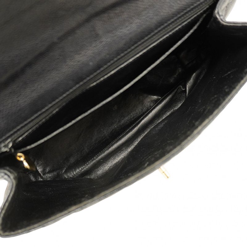 Chanel Handbag Matelasse Caviar Skin Black Gold Hardware Women