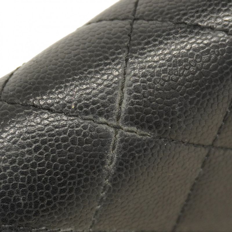 Chanel Handbag Matelasse Caviar Skin Black Gold Hardware Women