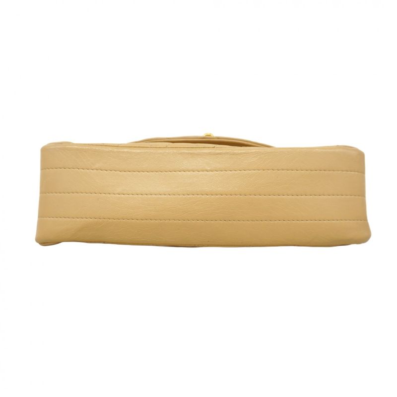 Chanel Shoulder Bag Matelasse Lambskin Beige Gold Hardware Women