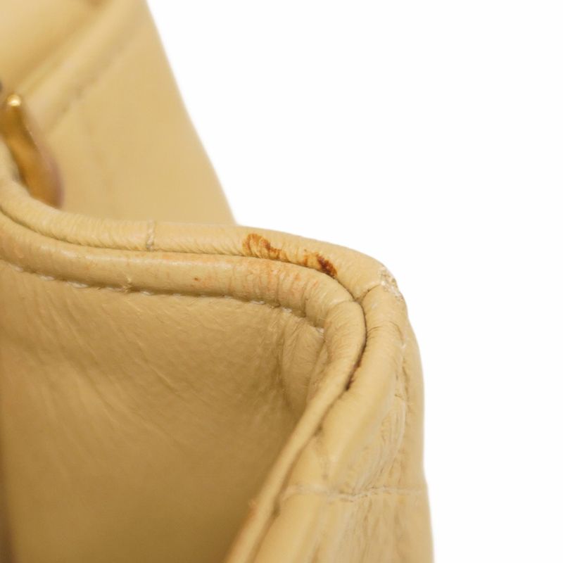 Chanel Shoulder Bag Matelasse Lambskin Beige Gold Hardware Women