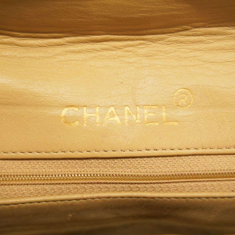 Chanel Shoulder Bag Matelasse Lambskin Beige Gold Hardware Women