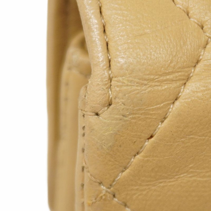 Chanel Shoulder Bag Matelasse Lambskin Beige Gold Hardware Women