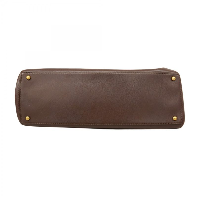 Chanel Tote Leather Brown Gold Hardware 2way Bag Ladies