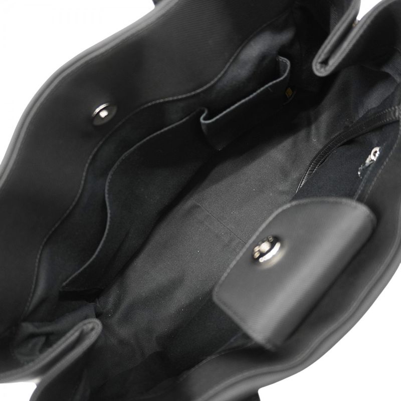 Chanel Tote Paris Biarritz Nylon Navy Black Silver Hardware Women's