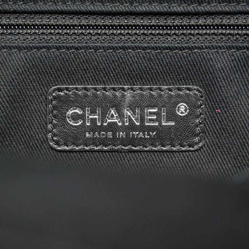 Chanel Tote Paris Biarritz Nylon Navy Black Silver Hardware Women's