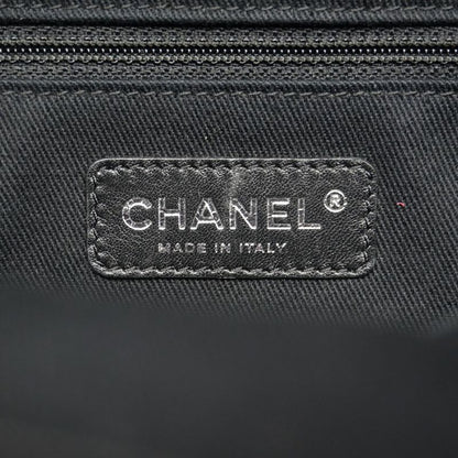 Chanel Tote Paris Biarritz Nylon Navy Black Silver Hardware Women's