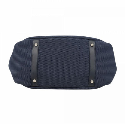 Chanel Tote Paris Biarritz Nylon Navy Black Silver Hardware Women's