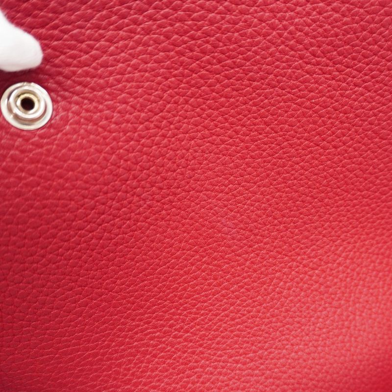 Hermes Shoulder Bag Evelyn 1GM Taurillon Clemence Rouge Vif Silver Hardware □G