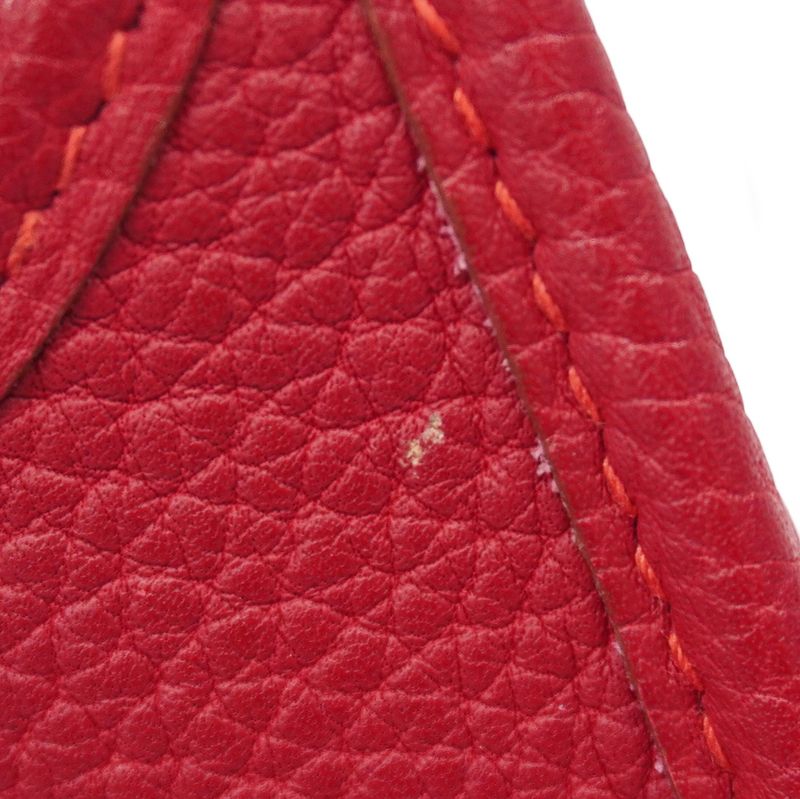 Hermes Shoulder Bag Evelyn 1GM Taurillon Clemence Rouge Vif Silver Hardware □G