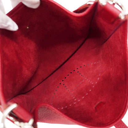Hermes Shoulder Bag Evelyn 1GM Taurillon Clemence Rouge Vif Silver Hardware □G