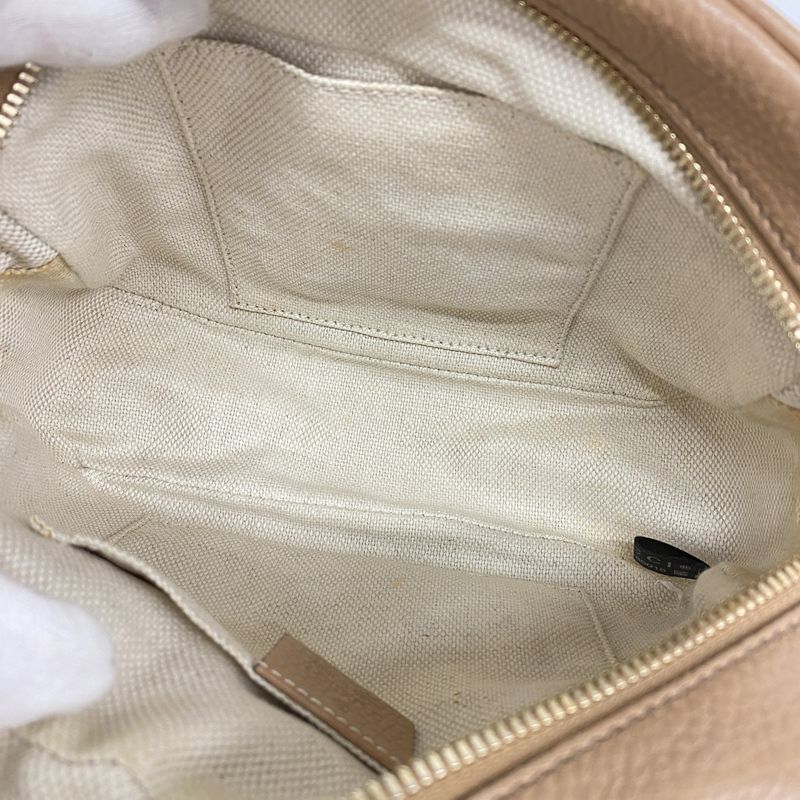 Gucci Shoulder Bag Soho 308364 Leather Beige Chien Pan Gold Hardware Women