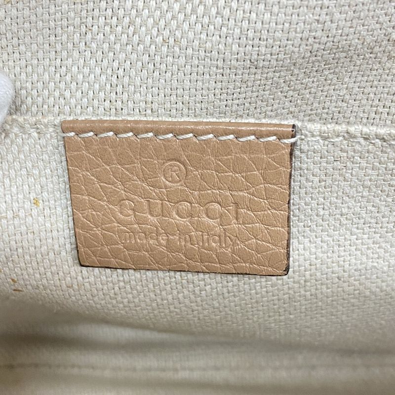 Gucci Shoulder Bag Soho 308364 Leather Beige Chien Pan Gold Hardware Women