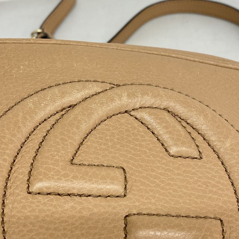 Gucci Shoulder Bag Soho 308364 Leather Beige Chien Pan Gold Hardware Women