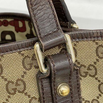 Gucci Tote Bag GG Canvas Sherry Line 137396 Canvas Brown Gold Hardware Women