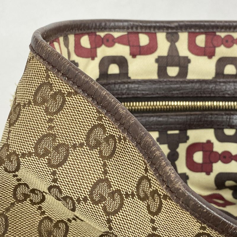 Gucci Tote Bag GG Canvas Sherry Line 137396 Canvas Brown Gold Hardware Women