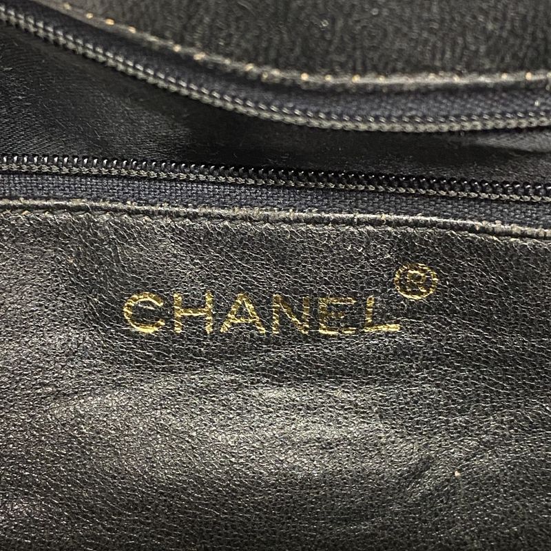 Chanel Shoulder Bag Lambskin Black Gold Hardware Women