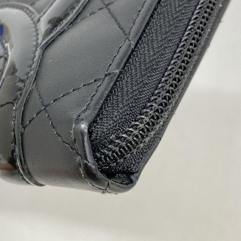 Chanel Long Wallet Cambon Lambskin Black Silver Hardware Women