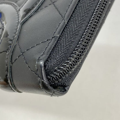 Chanel Long Wallet Cambon Lambskin Black Silver Hardware Women