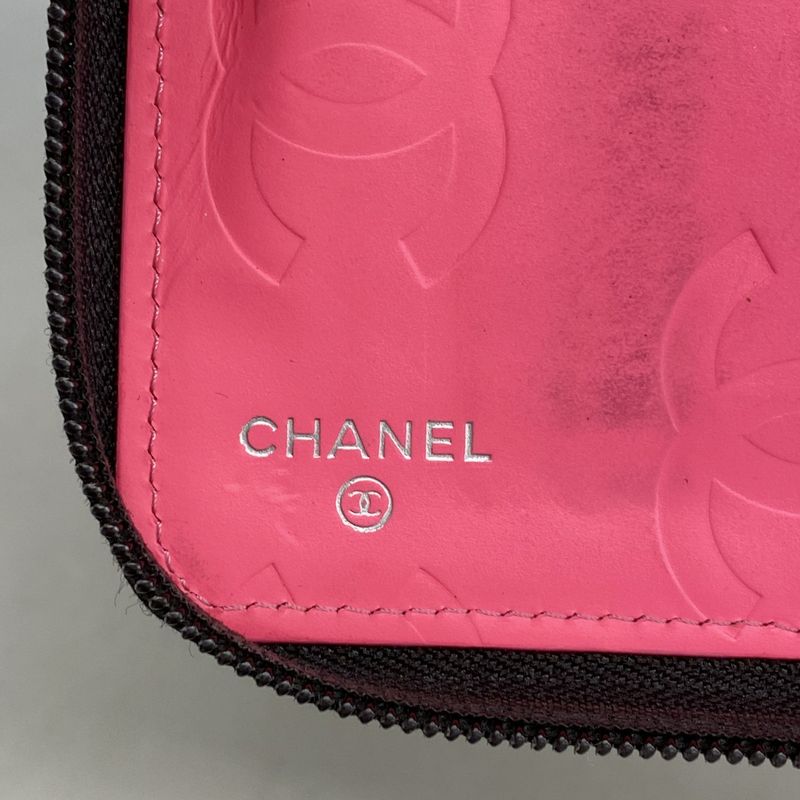 Chanel Long Wallet Cambon Lambskin Black Silver Hardware Women