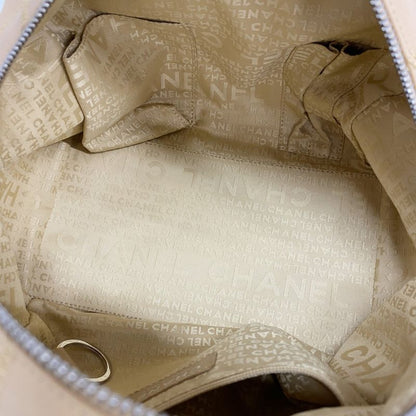 Chanel Shoulder Bag Choco Bar Caviar Skin Beige Silver Hardware Women