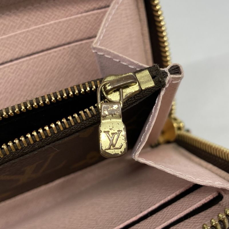 Louis Vuitton Long Wallet Monogram Portefeuille Clemence M61298 Brown Rose