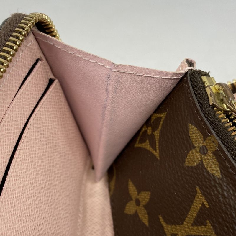 Louis Vuitton Long Wallet Monogram Portefeuille Clemence M61298 Brown Rose