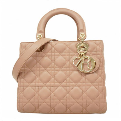 Christian Dior Handbag Canage Lady Dior Leather Pink Chien Pan Gold Hardware