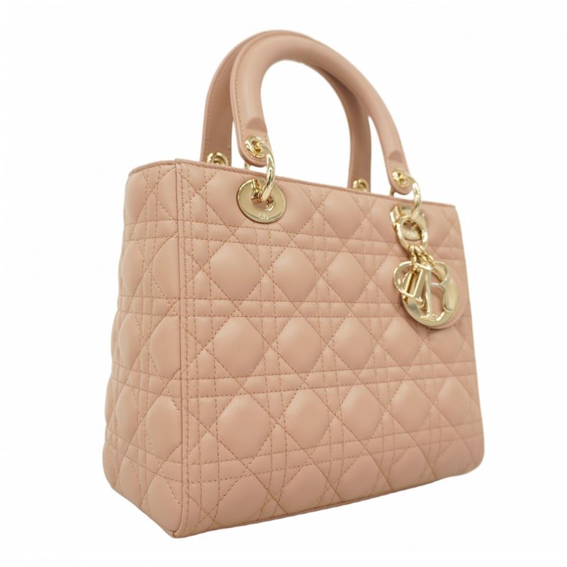 Christian Dior Handbag Canage Lady Dior Leather Pink Chien Pan Gold Hardware