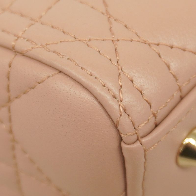 Christian Dior Handbag Canage Lady Dior Leather Pink Chien Pan Gold Hardware