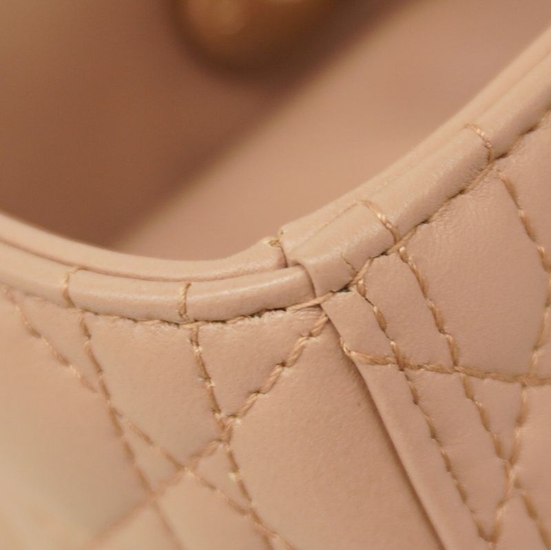 Christian Dior Handbag Canage Lady Dior Leather Pink Chien Pan Gold Hardware