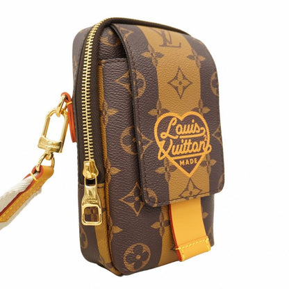 Louis Vuitton Shoulder Bag Monogram Stripe NIGO Double Phone Pouch M81005 Brown