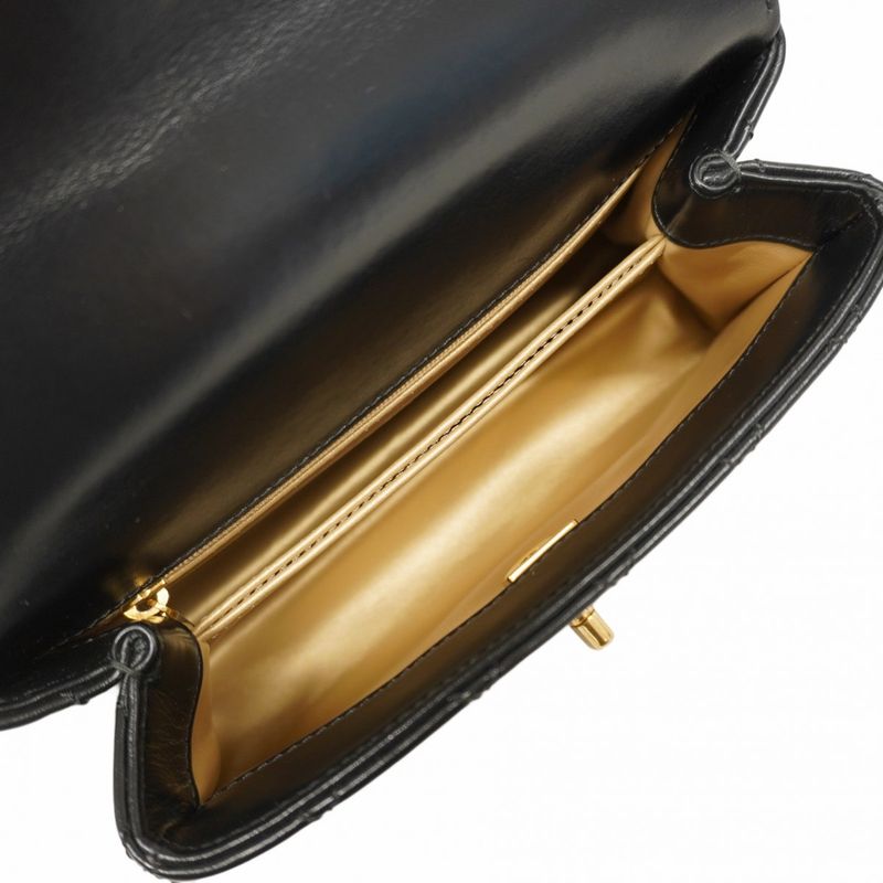 Chanel Handbag Matelasse Coco Handle Lambskin Black Gold Hardware 2way Bag