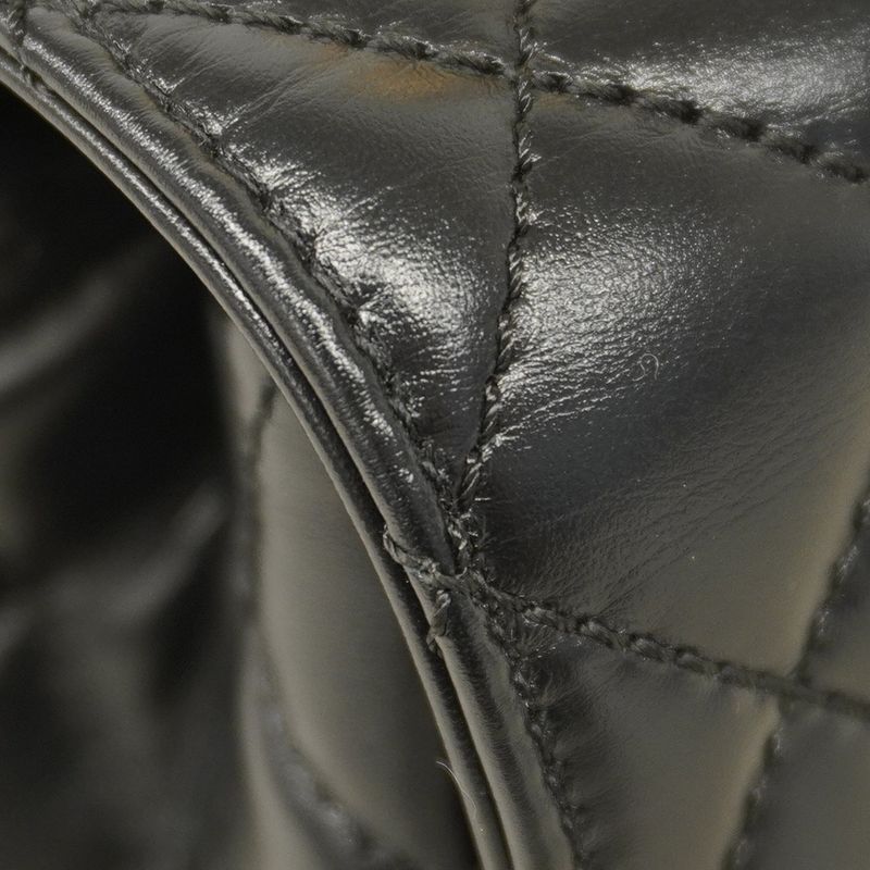 Chanel Handbag Matelasse Coco Handle Lambskin Black Gold Hardware 2way Bag