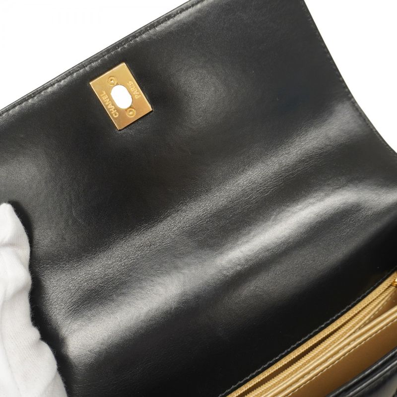 Chanel Handbag Matelasse Coco Handle Lambskin Black Gold Hardware 2way Bag