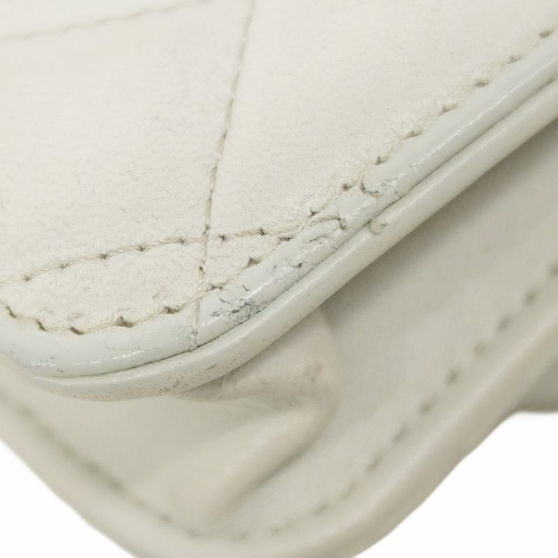 Chanel Shoulder Bag Matelasse Lambskin Light Grey Gold Hardware Women