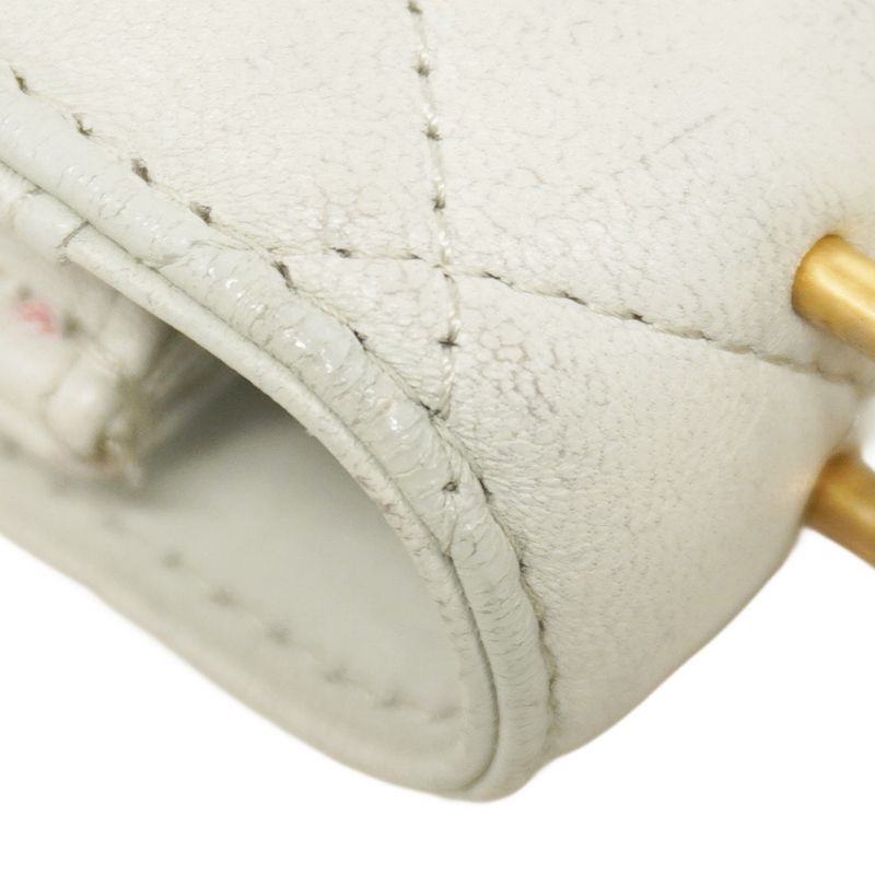 Chanel Shoulder Bag Matelasse Lambskin Light Grey Gold Hardware Women