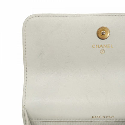 Chanel Shoulder Bag Matelasse Lambskin Light Grey Gold Hardware Women