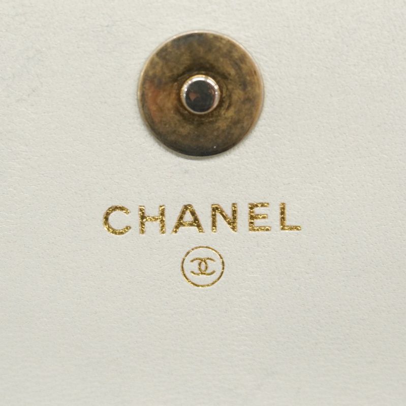 Chanel Shoulder Bag Matelasse Lambskin Light Grey Gold Hardware Women