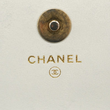 Chanel Shoulder Bag Matelasse Lambskin Light Grey Gold Hardware Women