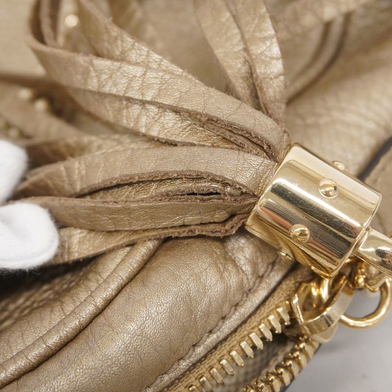 Gucci Shoulder Bag Soho 308983 Leather Beige Chien Pan Gold Hardware Women