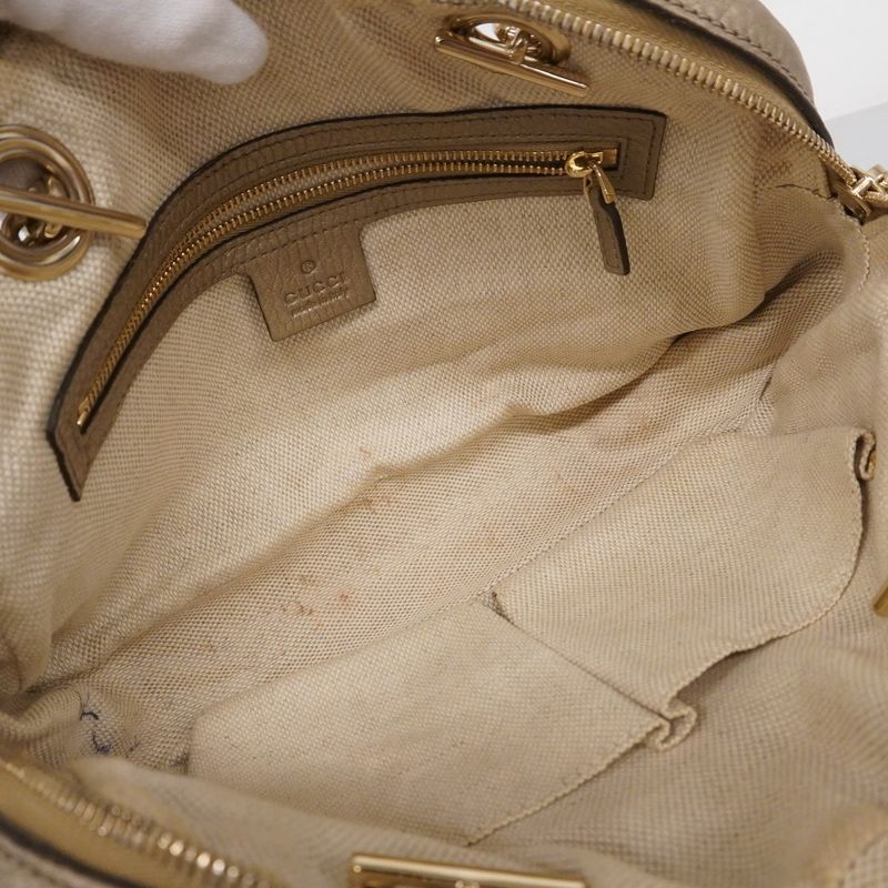 Gucci Shoulder Bag Soho 308983 Leather Beige Chien Pan Gold Hardware Women
