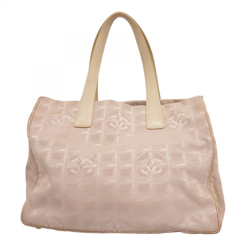 Chanel Tote New Travel Nylon Pink White Women's