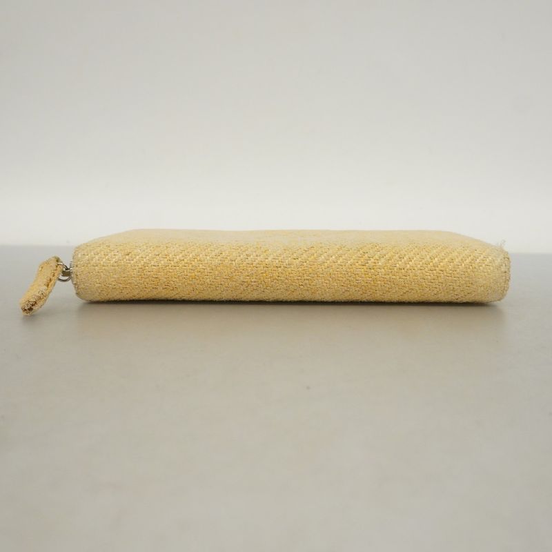Chanel Long Wallet Canvas Yellow Silver Hardware Women