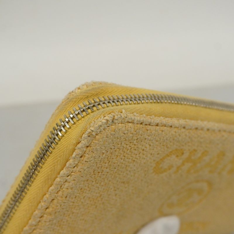 Chanel Long Wallet Canvas Yellow Silver Hardware Women