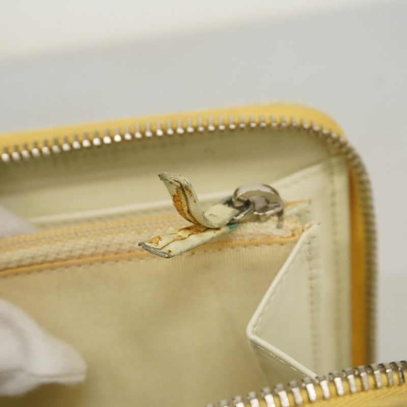 Chanel Long Wallet Canvas Yellow Silver Hardware Women