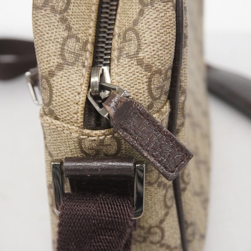 Gucci Shoulder Bag GG Supreme 114291 PVC Brown Silver Hardware Women